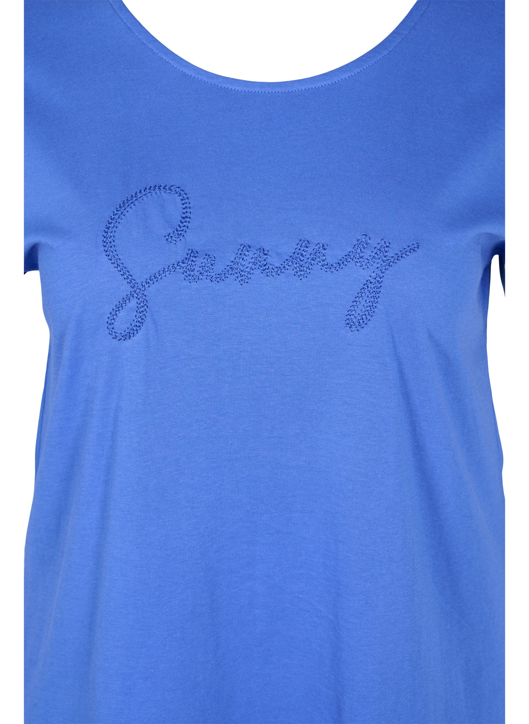 Lockeres kurzärmeliges Baumwoll-T-Shirt, Dazzling Blue SUNNY, Packshot image number 2